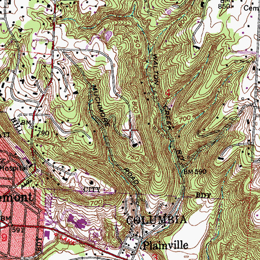 Topographic Map of Stanley Rowe Arboretum, OH