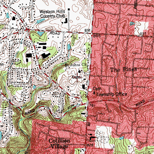 Topographic Map of Saint John's Evangelical Protestant Cemetery, OH