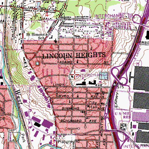 Topographic Map of Wyoming Park, OH