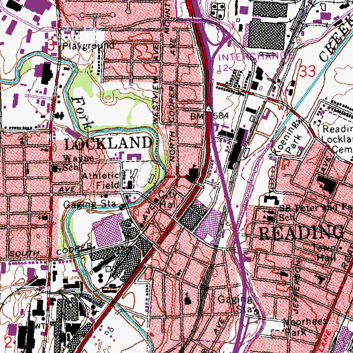 Topographic Map of Lockland Elementary School, OH