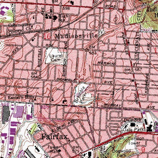 Topographic Map of Bramble Elementary School, OH
