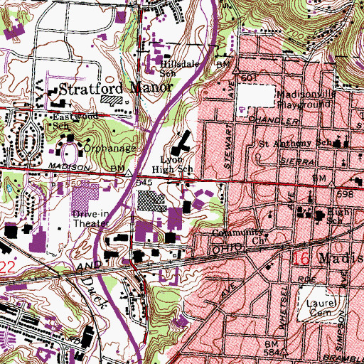 Topographic Map of Saint Paul Lutheran School, OH