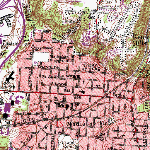 Topographic Map of Cincinnati Community Academy, OH
