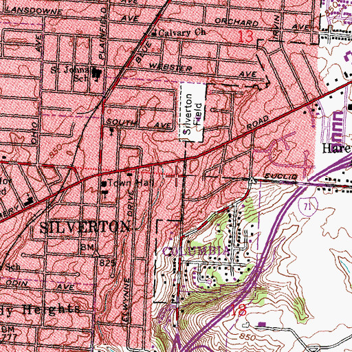 Topographic Map of Silverton Elementary School, OH