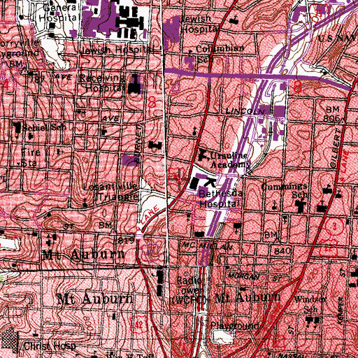Topographic Map of Hauck Botanic Gardens, OH