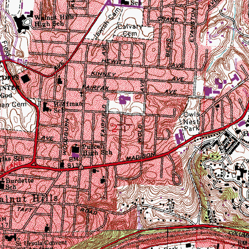Topographic Map of Scarborough Woods, OH