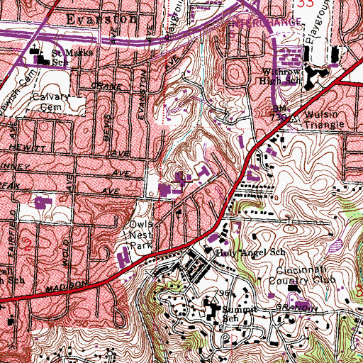 Topographic Map of Sawyer Middle School, OH