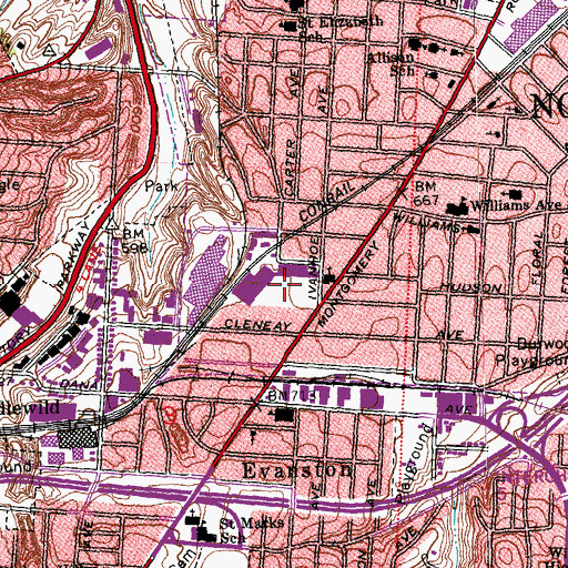 Topographic Map of Norwood Plaza Shopping Center, OH