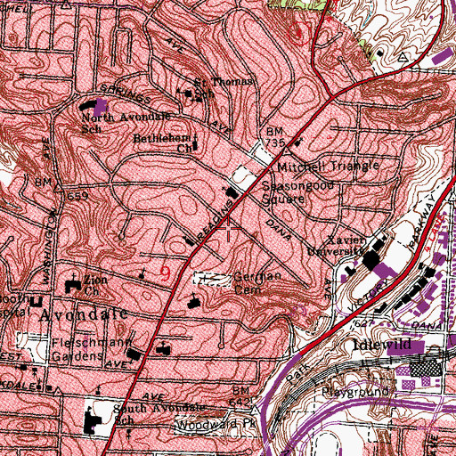 Topographic Map of M L King Junior Park, OH