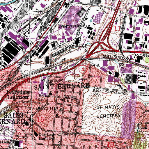Topographic Map of Ross Avenue Park, OH
