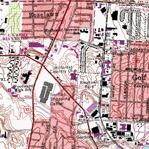 Topographic Map of Crest Hills Middle School, OH