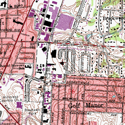 Topographic Map of Losantiville Elementary School, OH
