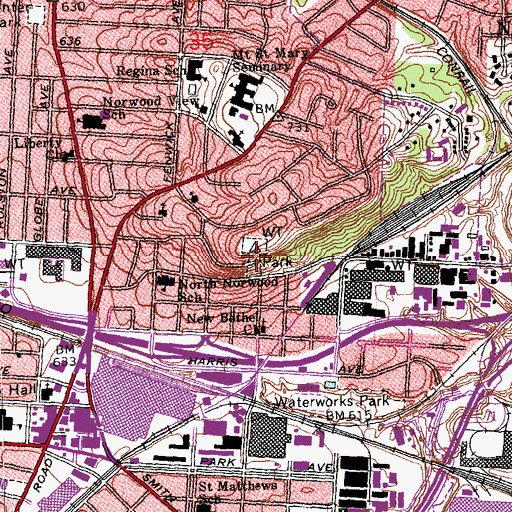 Topographic Map of Tower Park, OH
