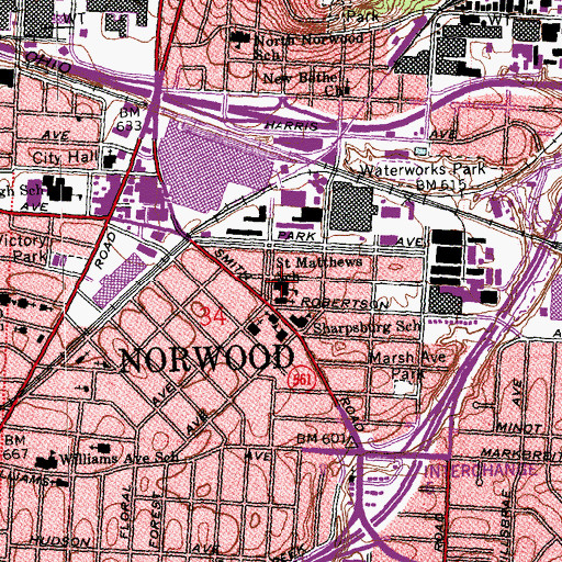 Topographic Map of Gressle School, OH