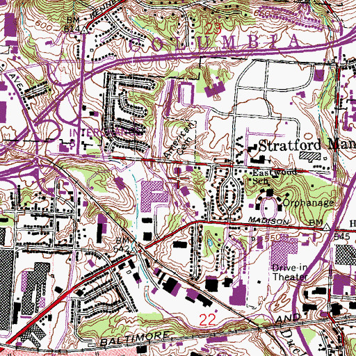 Topographic Map of Oaklawn Industrial Park, OH