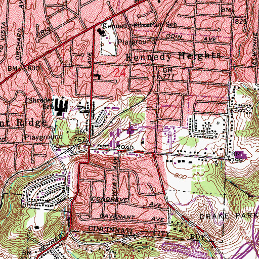 Topographic Map of Woodford Primary School, OH