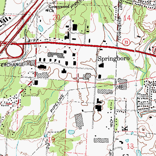 Topographic Map of Springboro Business Park, OH