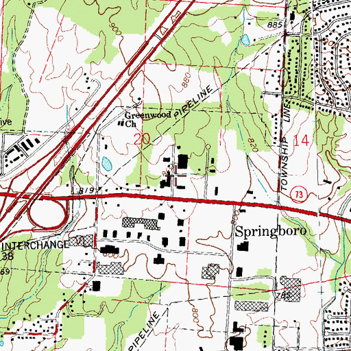 Topographic Map of Midway Meadows Office Park, OH