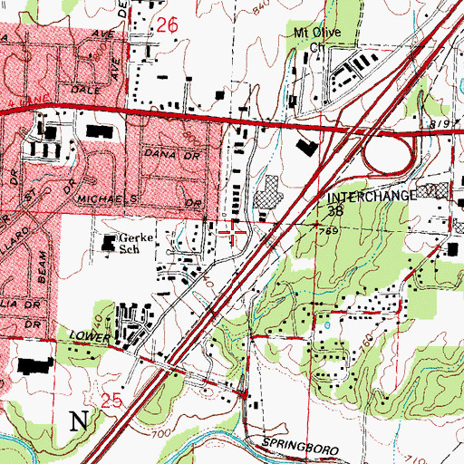 Topographic Map of Conover Hospital, OH