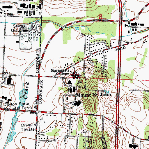 Topographic Map of Marianists College, OH