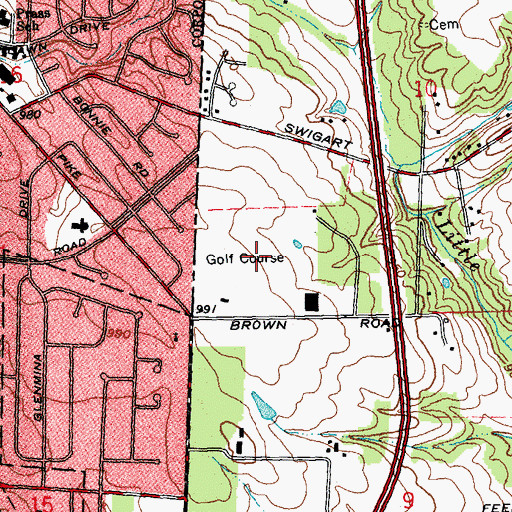 Topographic Map of Rollandia Golf Course, OH