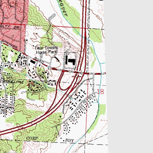 Topographic Map of Interchange 20, OH