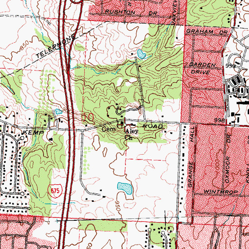 Topographic Map of Aley Cemetery, OH