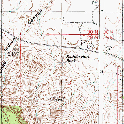 Topographic Map of Saddle Horn Rock, AZ
