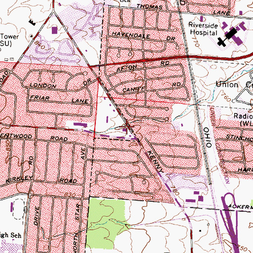 Topographic Map of Church of Christ, OH