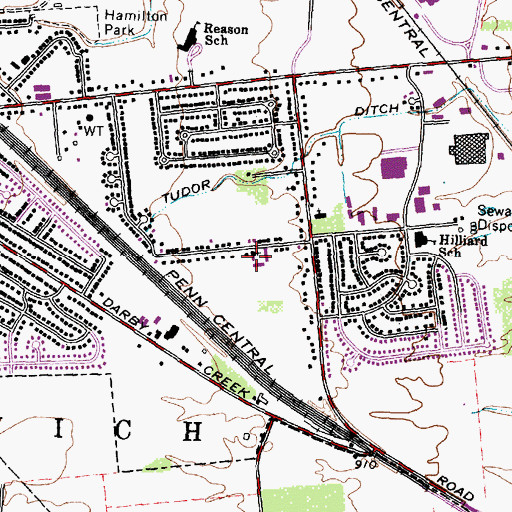 Topographic Map of Hilliard Freewill Baptist Church, OH