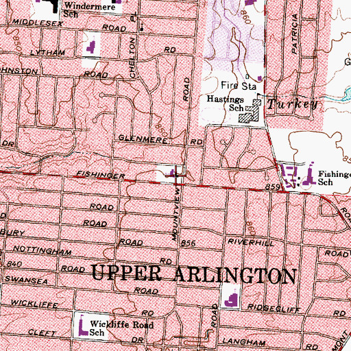 Topographic Map of Mountview Baptist Church, OH