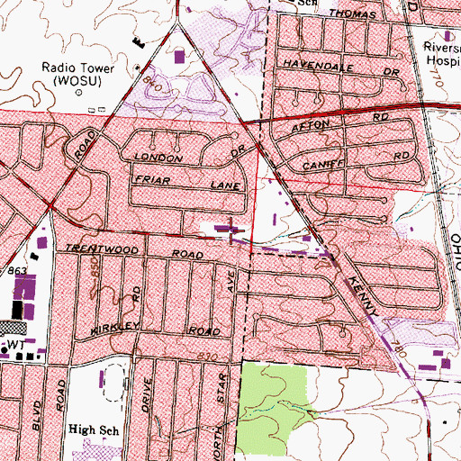 Topographic Map of Northwest Christian Church, OH