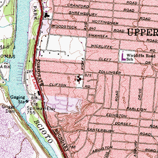 Topographic Map of Riverside United Methodist Church, OH