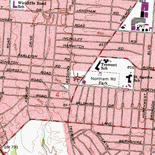 Topographic Map of Saint Marks Episcopal Church, OH