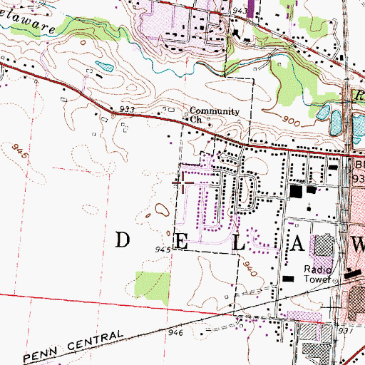 Topographic Map of Marvin Lane Park, OH