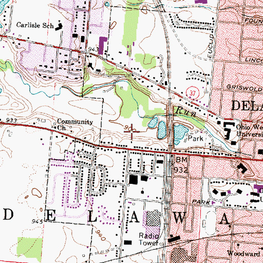 Topographic Map of Hidden Valley Golf Course, OH
