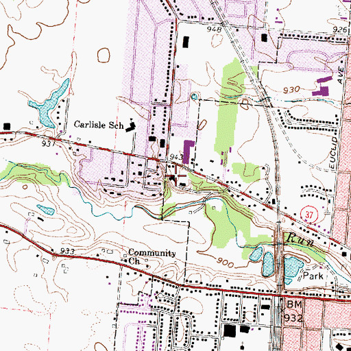Topographic Map of Grady Memorial Hospital, OH