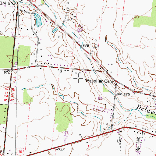Topographic Map of Troy Farms, OH