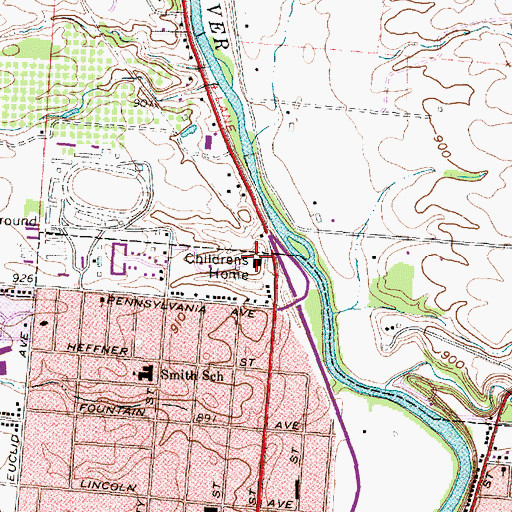 Topographic Map of Delwood Childrens Home, OH