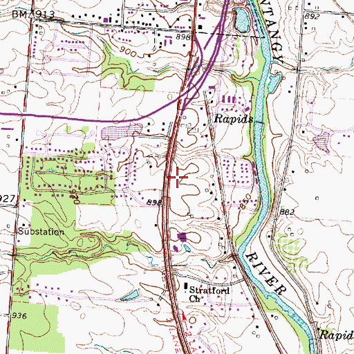 Topographic Map of Delaware Square Shopping Center, OH