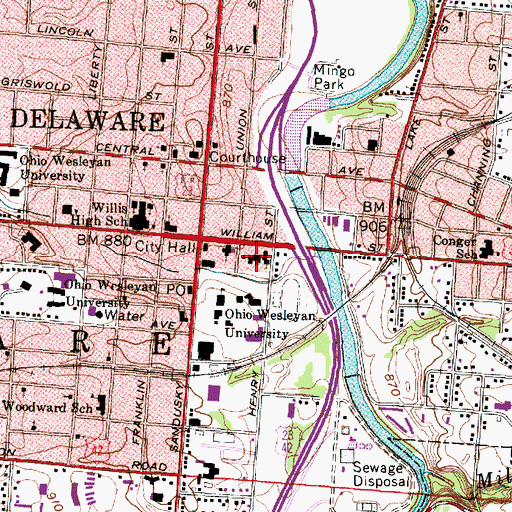 Topographic Map of Saint Marys School, OH