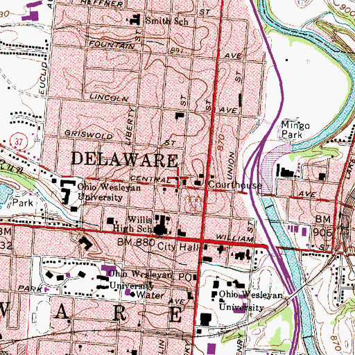 Topographic Map of First Baptist Church, OH