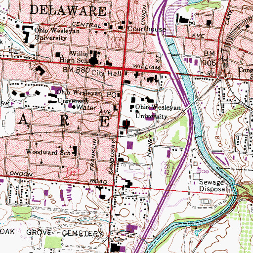 Topographic Map of Pfeiffer Natatorium, OH