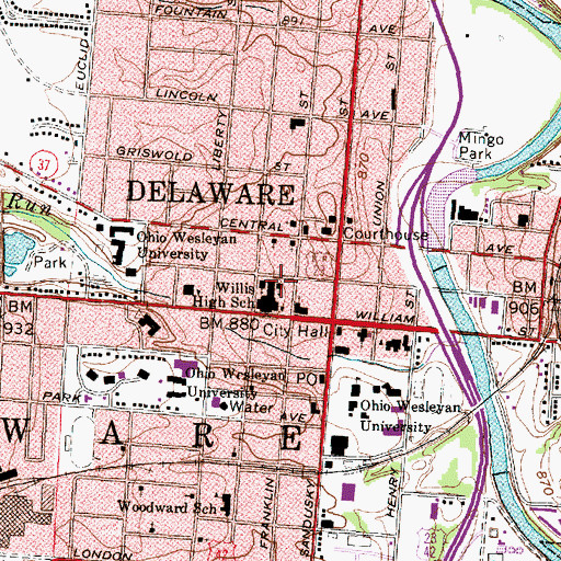 Topographic Map of Saint Peters Episcopal Church, OH