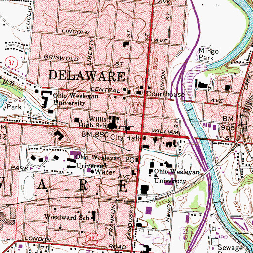 Topographic Map of William Street United Methodist Church, OH