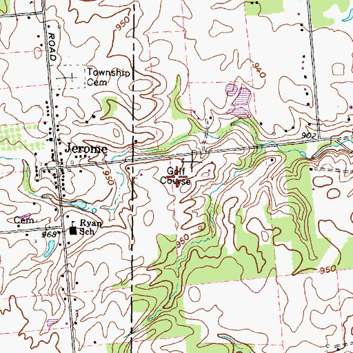 Topographic Map of Twin Oaks Golf Course, OH