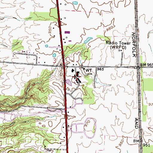 Topographic Map of Green Meadows Corporate Center, OH