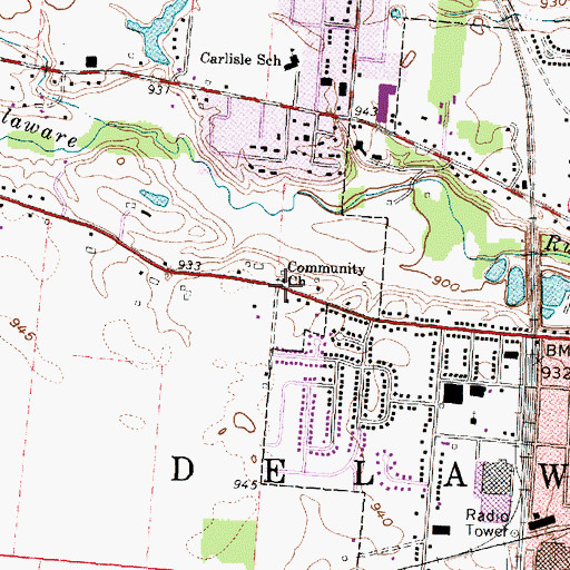 Topographic Map of Community Church, OH