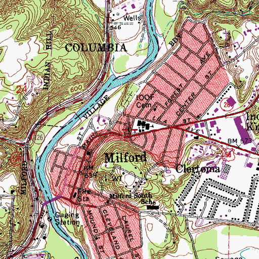 Topographic Map of Milford United Methodist Church, OH