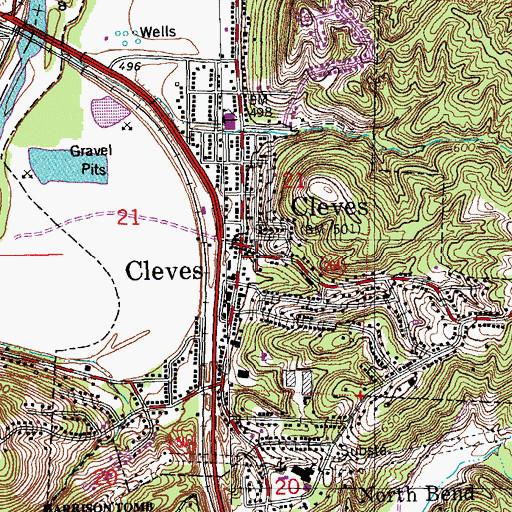 Topographic Map of Cleves Presbyterian Church, OH
